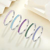Dernière conception de bijoux de haute qualité Bague en argent sterling 925 Bague d'amour d'amitié Bague fine simple en zircon coloré pour femmes