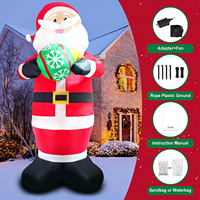 Père Noël gonflable de 10 pieds tenant une boule de Noël avec lumière LED, décoration de Noël gonflable pour la cour, le jardin, l'extérieur, la maison