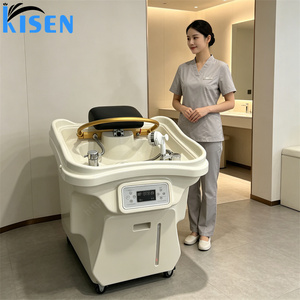 Nouvelle conception de bac à shampoing portable KISEN, machine à shampoing de style japonais pour spa capillaire avec 2 réservoirs d'eau et un coussin de soutien. - Product Image 4