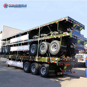 Meilleur prix Vercoe 30 40 50 tonnes 2 3 4 essieux semi-remorque à plateau plat remorque porte-conteneurs 48 pieds 40 pieds 20 pieds remorque à plateau plat à vendre - Product Image 1