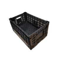Panier de Rangement Pliable en Plastique QS pour Aliments et Pain, Caisses Pliantes pour Tomates, Caisses à Lait, Caisses à Raisins, Mailles Bleues Personnalisées