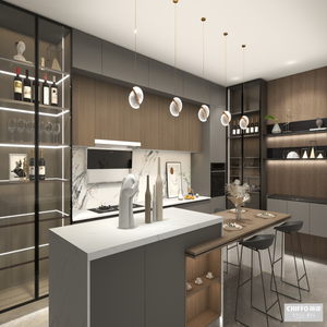 Cuisine moderne modulaire haut de gamme écologique, ensemble complet avec portes en verre <span class=keywords><strong>et</strong></span> comptoirs en quartz pour salle à manger de villa - Product Image 2