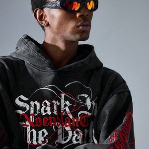 Sudadera de punto personalizada para hombre, estilo streetwear vintage lavado, con gráfico bordado y estampado, manga larga, casual, hombro caído, corte holgado - Product Image 4
