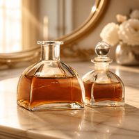 Flacon diffuseur d'arômes en verre transparent vide de 50 ml avec bouchon rond en verre, rechargeable, pour parfum d'intérieur, étiquette personnalisée, vente en gros