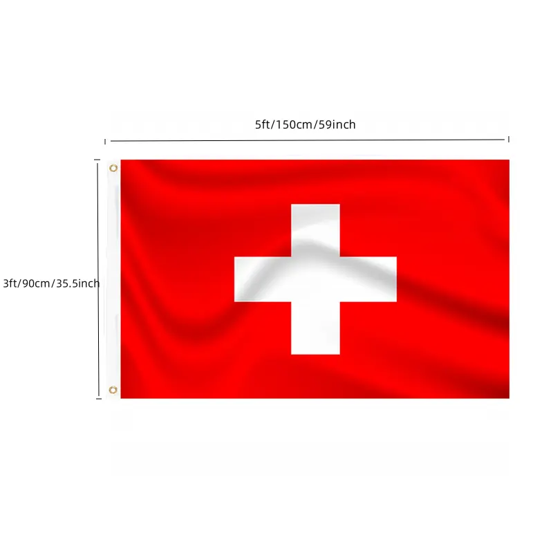 Bandiera rossa delle bandiere svizzere della Svizzera 3X5 Ft con croce bianca bandiere internazionali impermeabili del mondo