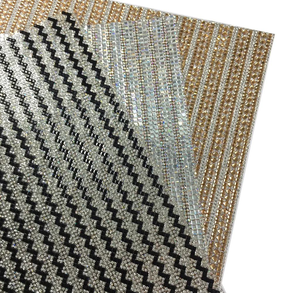 Custom 3D Fashion Clothes Fabric Iron On Crystal Trimmings Banding Chain Hot Fix Glass Rhinestone Mesh