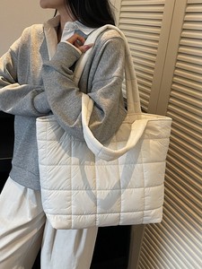 Sac fourre-tout d'hiver en coton pour femme 2026 avec fermeture éclair, grande capacité, broderie, sac à ordinateur portable matelassé - Product Image 6
