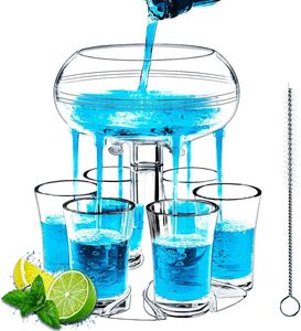 Dispensador de Bebidas Acrílico con 6 Vasos para Fiestas, Hogar y Juegos de Bebidas - Product Image 1