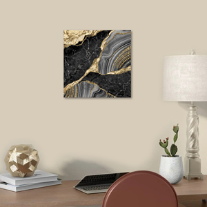 Cuadro de Lienzo Grande de 100x100cm con Impresión Digital Abstracta de Grano de Mármol y Purpurina para Decoración del Hogar - Product Image 5