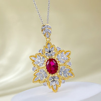 Nouveau style palais artisanal italien 7*9mm Pigeon rouge collier pendentif femme Offre Spéciale