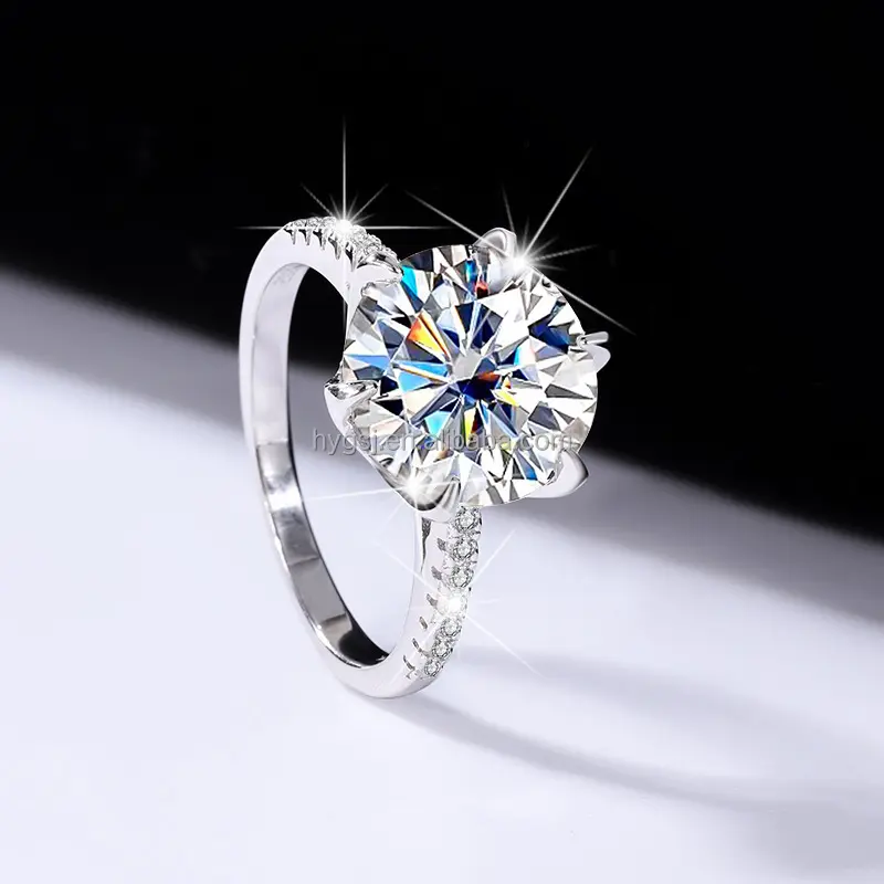 Charming Romantic 5 Carat Luxury Jewelry Six Claw Crown Wedding Sterling Silver Fashion Jewelry Dainty 925 Sterling Silver Rings