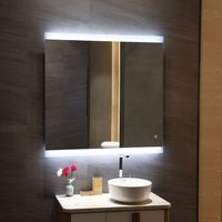 Cermin pintar LED gaya Modern dengan desain persegi panjang dan Tampilan cuaca, koneksi Wifi untuk pencahayaan Hotel dan vila