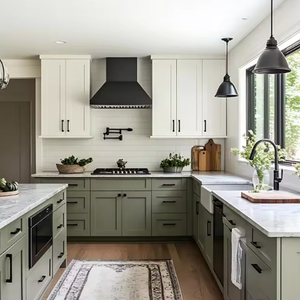 Armoires de cuisine extensibles en mélamine style Shaker, <span class=keywords><strong>placard</strong></span> de cuisine blanc personnalisé de style farmhouse pour la maison - Product Image 1