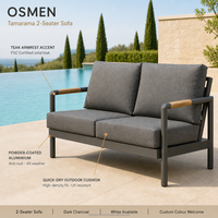 Ensemble de salon extérieur moderne en aluminium OSMEN Tamarama, 4 pièces, avec canapé 2 places et table basse pour patio et jardin