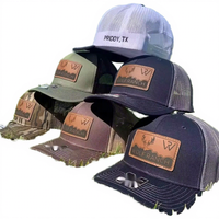 Gorra de béisbol de lona vaquera de 6 paneles con parche de cuero bordado personalizado, gorras trucker de malla Richardson 112, camuflaje para caza