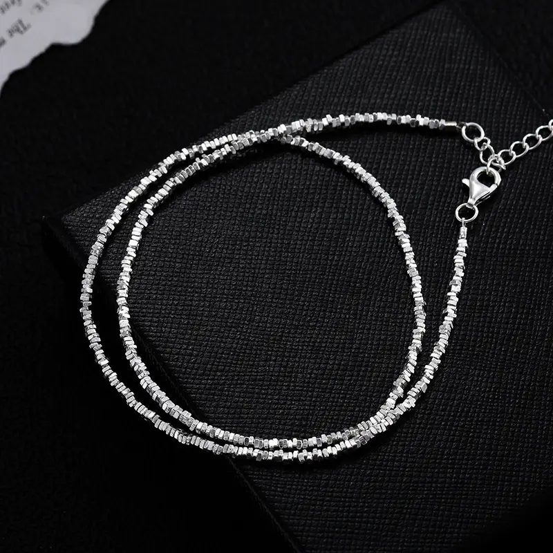 Genuino S999 collar de plata esterlina Cadena de clavícula femenina collar de lujo ligero collar de San Valentín