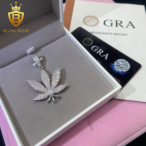 Liontin gaya HipHop perak 925 model daun Moissanite baru perhiasan Iced Out liontin berlian Pass liontin Yesus Moissanite - Product Image 3