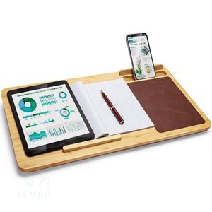 Meja Laptop Bambu Portabel Laptop Berdiri dengan <span class=keywords><strong>Built</strong></span> <span class=keywords><strong>In</strong></span> Mouse Pad Coklat dan Anti-Slip Bar - Product Image 2