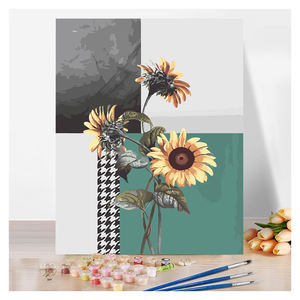 Flor DIY <span class=keywords><strong>pintura</strong></span> al óleo Digital <span class=keywords><strong>pintura</strong></span> hecha a mano por números <span class=keywords><strong>pintura</strong></span> al óleo por números Kits girasol colorear acrílico conjunto - Product Image 1
