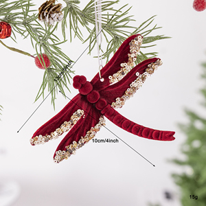 Adornos Colgantes Rojos con Purpurina y Diseño de Reno, Copo de Nieve, Campana, Lazo y Libélula para Árbol de Navidad y Decoración Festiva del Hogar - Product Image 3