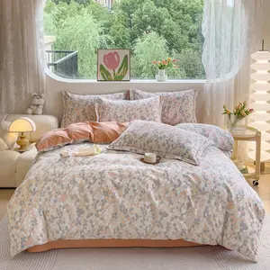 New Modern Style Double-sided Design 4 Piece Ecological Matte Printed Quilt Bedding Sets Luxury Bedsheets Bedding Sets