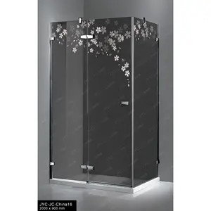 زجاج ديكور حمام أسود مخفف لوحة زجاجية بدون إطار مكون غرف حمام فردية منزلقة باب دش زجاجي