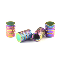 Capuchons de valve de pneu en alliage d'aluminium irisé arc-en-ciel, couvercles anti-poussière moletés pour roues, pièces décoratives pour voiture, camion, moto