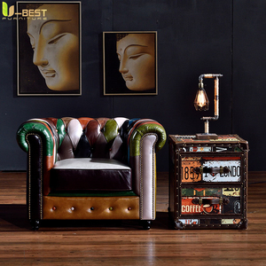 Divano di Lusso Vintage Industriale Retrò Stile Aviatore per Bar Sigari, Pub, Club, Studio, Concessionaria Auto, Lounge, Arredamento Speakeasy - Product Image 4