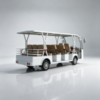 Véhicule électrique de tourisme de luxe à 11 places avec carrosserie moderne et épurée, phares LED intégrés et pare-brise panoramique