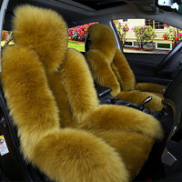 Échantillon de tapis de siège de voiture en laine de peau d'agneau, doux, chaud et luxueux, coussins de siège auto en peau de mouton, décoration intérieure de voiture