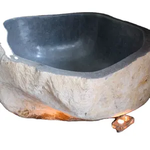 Freestanding cheap irregular European style black solid stone hot bath tub homemade