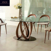Table à manger moderne italienne en noyer pour 6 personnes, design haut de gamme, verre trempé, acier inoxydable, pour la maison, les hôtels, les villas