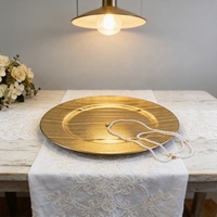 Assiettes de service rondes en plastique PP acrylique doré métallisé effet rayon de soleil pour la décoration de table