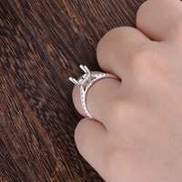 Bague semi-montée personnalisée en or massif 14K 18K 10K Or jaune et blanc, monture vide pour bague de fiançailles diamant, halo caché, vente en gros