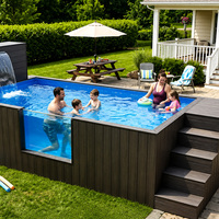 Grande piscine rectangulaire familiale en bois bleue sur mesure de 20 pieds, piscine hors sol en fibre de verre FRP à vendre