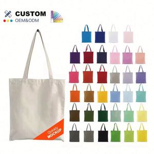 Customizable Size Solid Color Luxury Custom Reusable <b>Large</b> Capacity Foldable <b>Canvas</b> Cotton <b>Bags</b> with Handle for Women - Product Image 1