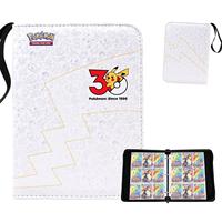 Vente en gros - Album de cartes Pokémon TCG pour le 30e anniversaire, en cuir PU, avec fermeture éclair, pour collectionneurs, 4 pochettes, 9 pochettes, rangement pour cartes à collectionner