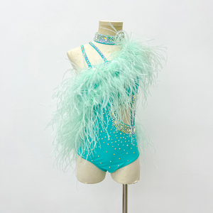 Girls' Feather-Trimmed <b>Dance</b> Leotard Latin <b>Dance</b> <b>Dress</b> Performance Clothing Professional Stage <b>Dance</b> Costumes for Jazz - Product Image 2