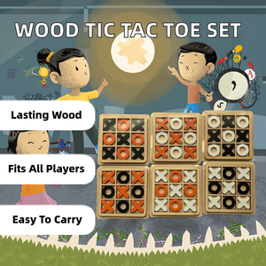 Premium Wood Tic <strong>Tac</strong> Toe Set Board Game Classic Family Table Game for Adults Children XOXO Travel Chess Board Family Gift Idea - Product Image 1
