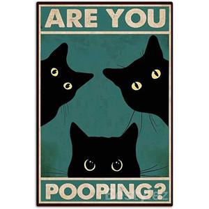 Letrero Decorativo de Pared Retro Vintage con Diseño de Gato, Letrero de Baño de 8x12 Pulgadas para Colgar en Casa, Cafetería u Oficina - Product Image 5