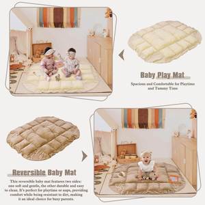 Tapis de jeu pour bébé ultra doux en coton 100% épais avec 6 jouets, lavable en machine et réglable - Product Image 4
