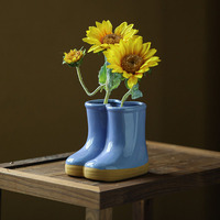 Pot de fleurs en céramique en forme de bottes de pluie, petit pot émaillé pour plantes succulentes, fleurs séchées, pour rebord de fenêtre, étagère, table, décoration intérieure