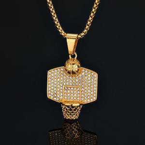 Collar de Joyería de Moda con Colgante de Acero Inoxidable Resistente al Agua con Diseño Deportivo Hip Hop para Hombre, Venta al por Mayor - Product Image 2