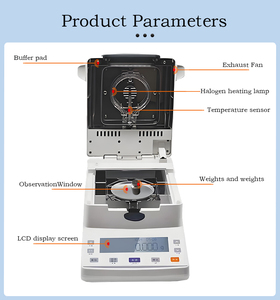 Tự động LCD màn hình cảm ứng Halogen đo độ ẩm với sưởi ấm nhanh chóng cho đường đậu nành gỗ thuốc lá phân tích trong phòng thí nghiệm sử dụng - Product Image 4