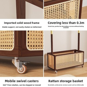 Nouveau modèle porte-manteau mobile en bois massif panier à vêtements sales roues meubles de maison chambre armoires à vêtements sur pied - Product Image 4
