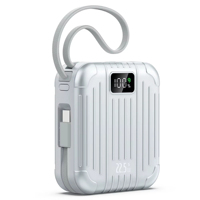 Power Bank Portabel, 10000mAh, Pengisian Cepat PD 22.5W, Kabel Ganda Terintegrasi, Layar Digital LED, Paket Baterai Multi-port Output