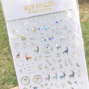 Pop Finger-pegatinas láser plateadas para mujer, diseño <span class=keywords><strong>de</strong></span> <span class=keywords><strong>uñas</strong></span>, autoadhesivo, Nail Art, <span class=keywords><strong>2022</strong></span> - Product Image 1