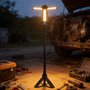 Lampe de travail portable COB LED, lumière puissante, étanche IP54, 20W, corps en aluminium, trépied, lampe de travail rechargeable pour entrepôt - Product Image 4