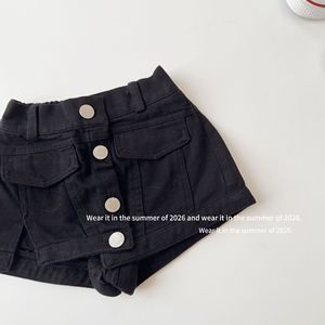 Pantaloncini Estivi per <span class=keywords><strong>Bambina</strong></span> 2026, <span class=keywords><strong>Shorts</strong></span> con Bottoni <span class=keywords><strong>Bianchi</strong></span> e Neri per Bambine e Ragazze - Product Image 4