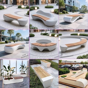 Chaise de loisirs en fibre de verre, carrée, anti-corrosion, pour écoles, extérieur, centres commerciaux, hôtels, tabouret décoratif de repos - Product Image 2